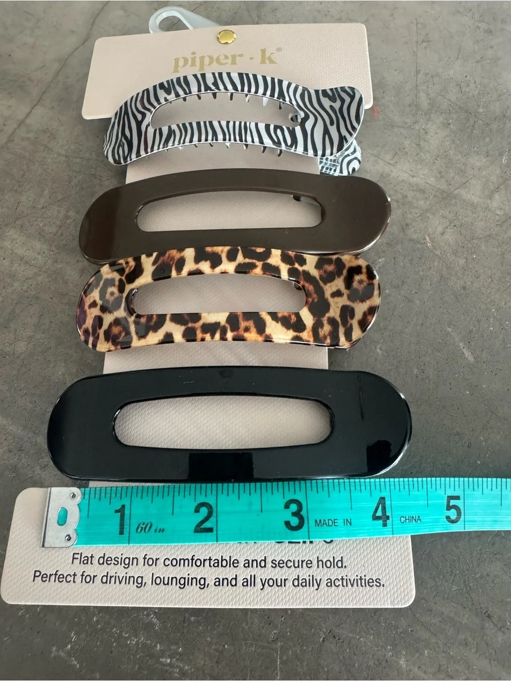 Piper • K Zebra,Brown,Leopard&Black Flat Lay Claw Clips/4 Pack/fun for all ages